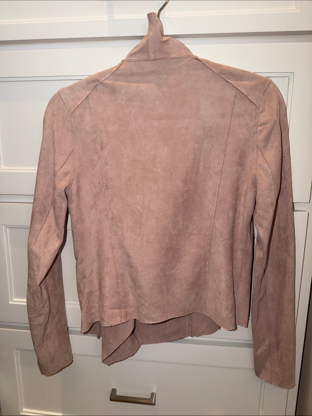 BLANKNYC Drape Front Faux Suede Jacket PINK ADOBE Small - Picture 4 of 7